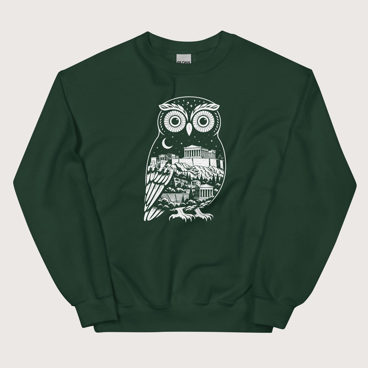 Forest Green Athena Owl Sweatshirt - history buff gift by HistoHead