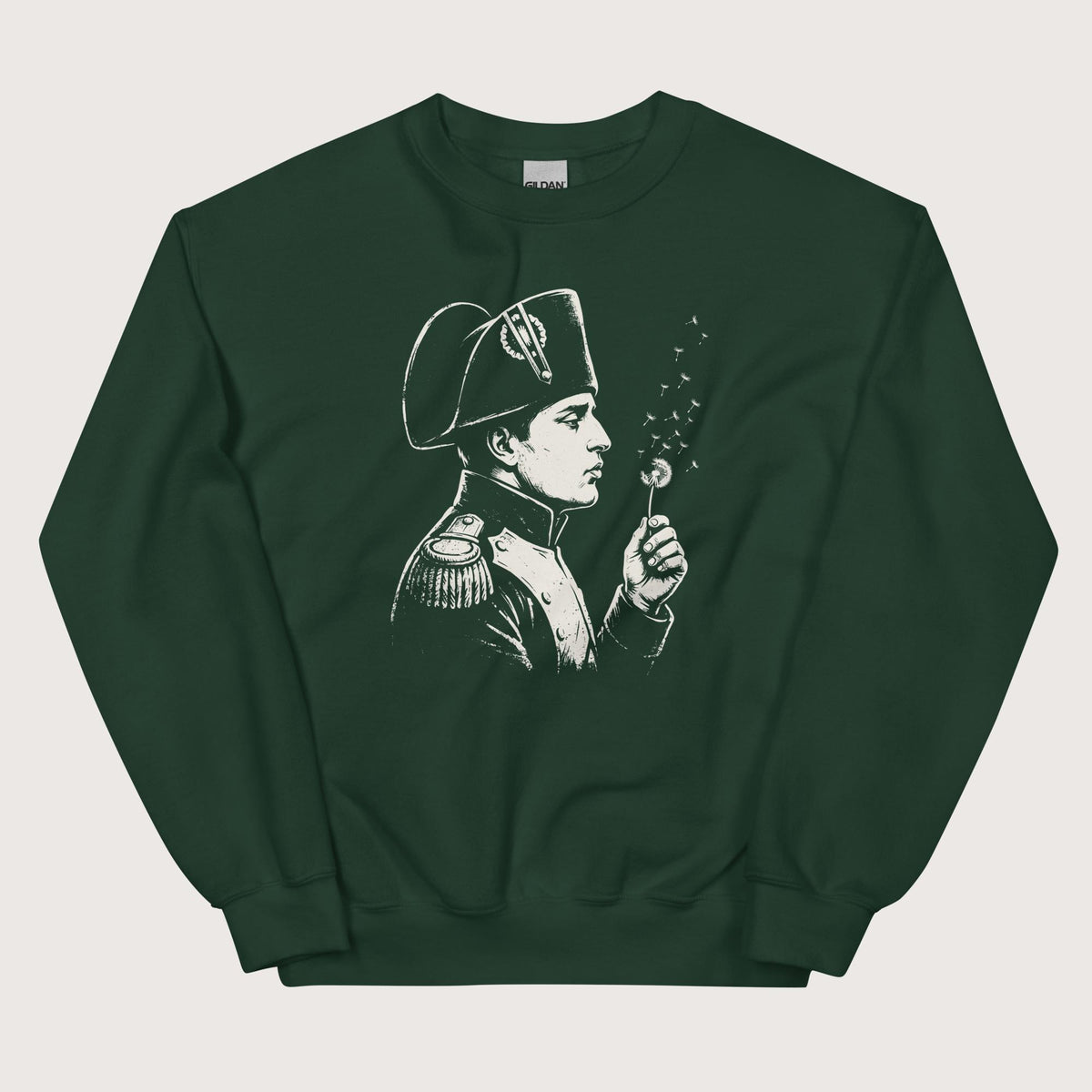 Forest Green Napoleon Bonaparte Blowing Wishes Sweatshirt - history buff gift by HistoHead