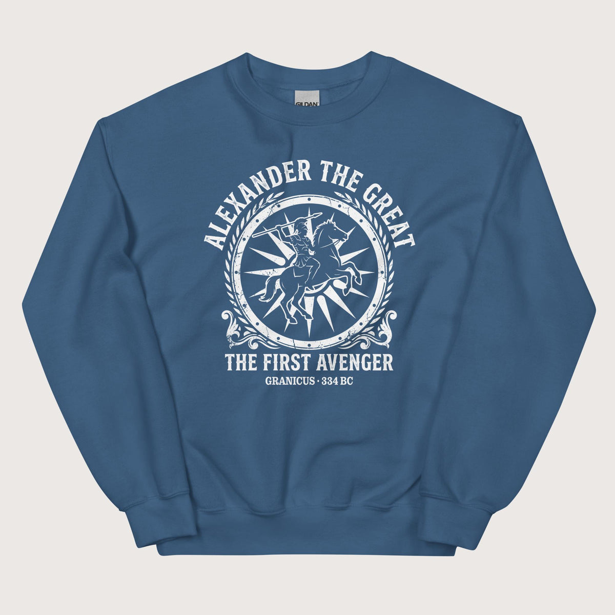 Indigo Blue Alexander the Great First Avenger Sweatshirt - history buff gift by HistoHead