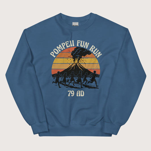 Indigo Blue Pompeii Fun Run Retro Sweatshirt - history buff gift by HistoHead