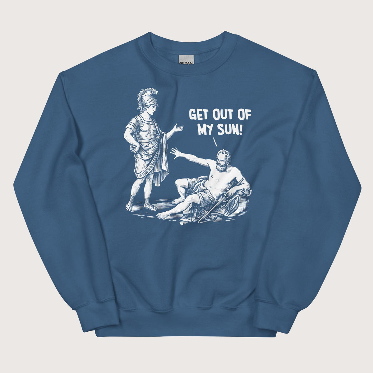 Indigo Blue Diogenes: Get Out of My Sun Sweatshirt - history buff gift by HistoHead
