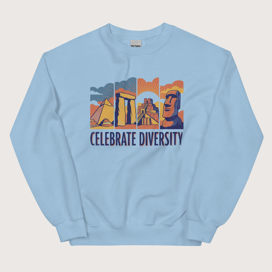 Light Blue Celebrate Diversity Stone Wonders Edition Sweatshirt - history buff gift by HistoHead