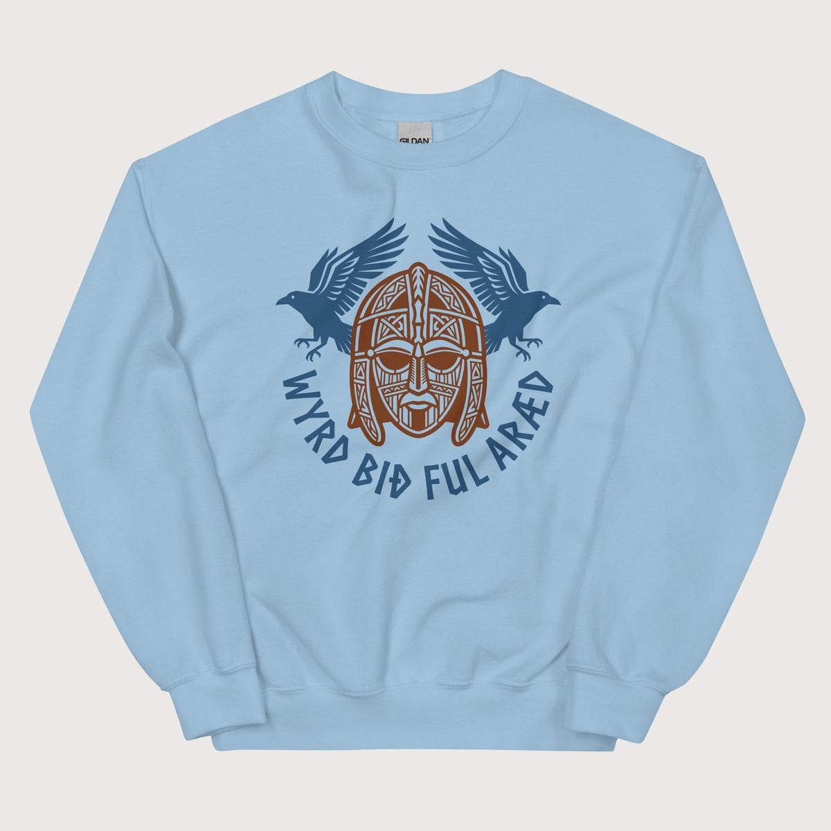 Light Blue Wyrd Bið Ful Aræd Sutton Hoo Helmet Edition Sweatshirt - history buff gift by HistoHead