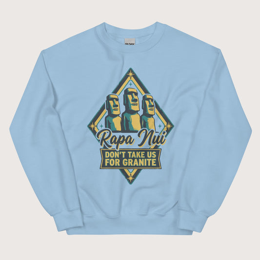 Light Blue Rapa Nui Moai Sweatshirt - history buff gift by HistoHead