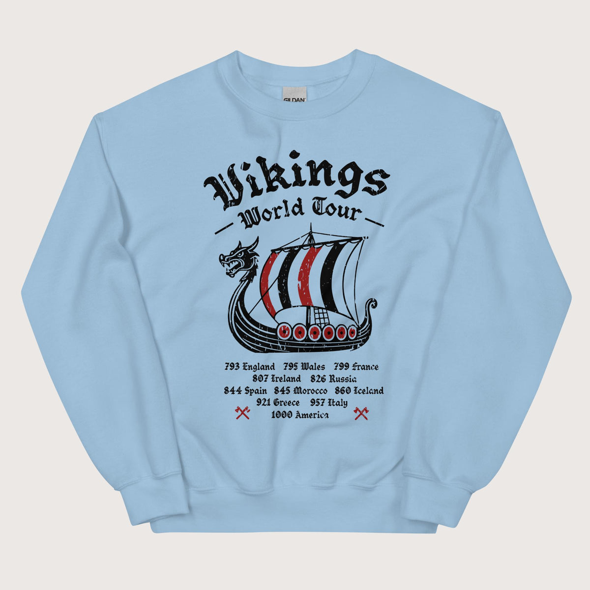 Light Blue Vikings World Tour Sweatshirt - history buff gift by HistoHead
