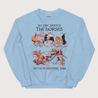 Light Blue Bayeux Tapestry No One Briefed the Horses Sweatshirt - history buff gift by HistoHead