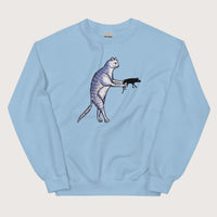 Light Blue Weird Medieval Cat's Mouse-Gun Sweatshirt - history buff gift by HistoHead