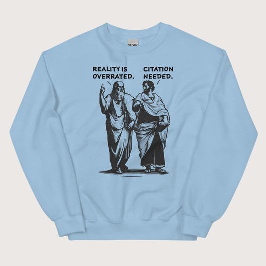 Light Blue Plato & Aristotle Debate Sweatshirt - history buff gift by HistoHead