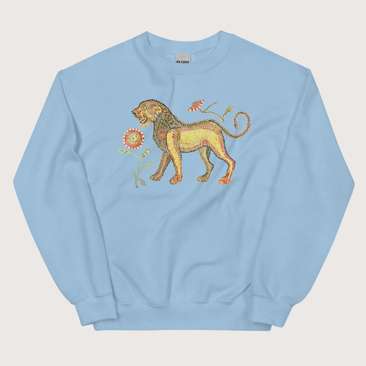 Light Blue Ancient Roman Mosaic Lion Sweatshirt - history buff gift by HistoHead