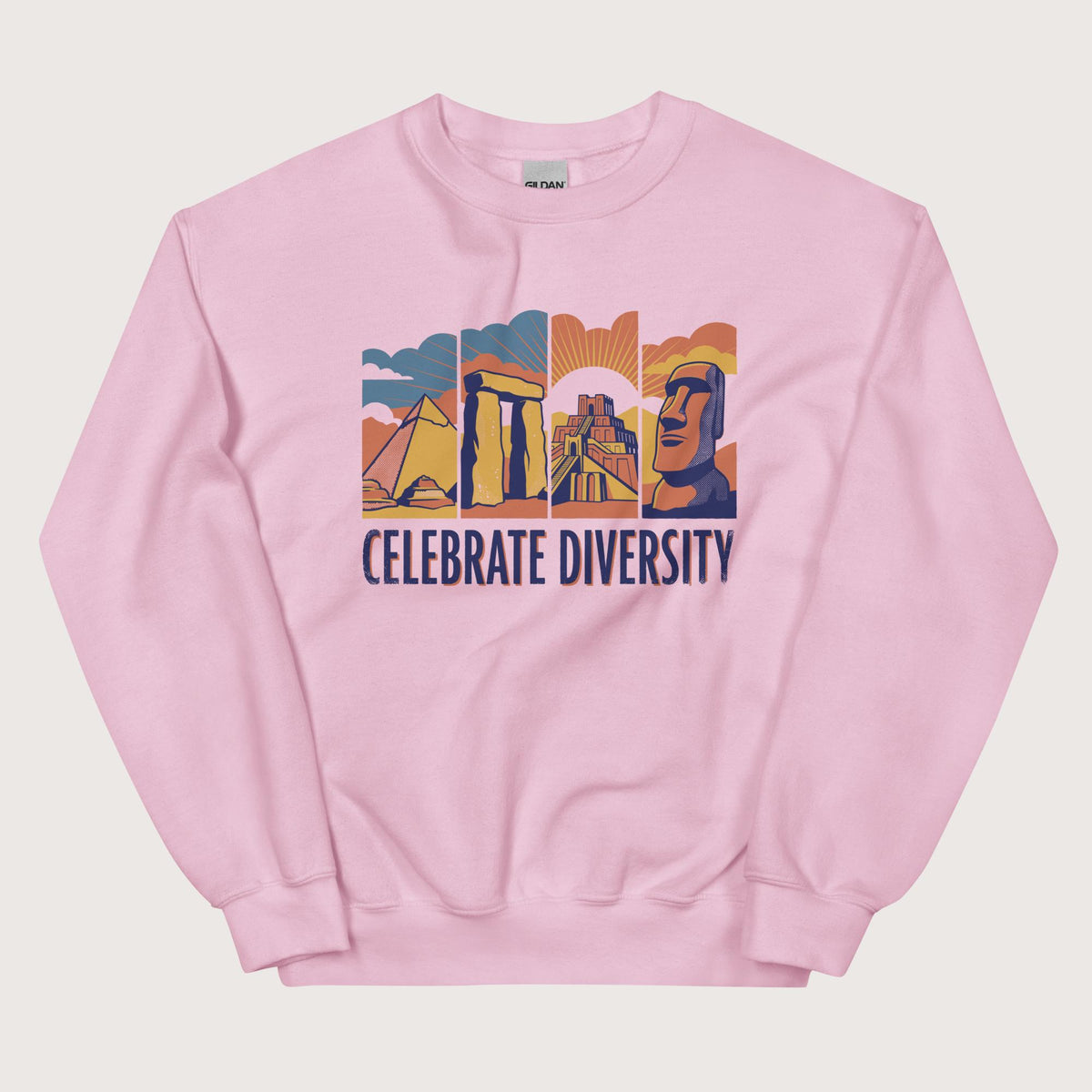 Light Pink Celebrate Diversity Stone Wonders Edition Sweatshirt - history buff gift by HistoHead
