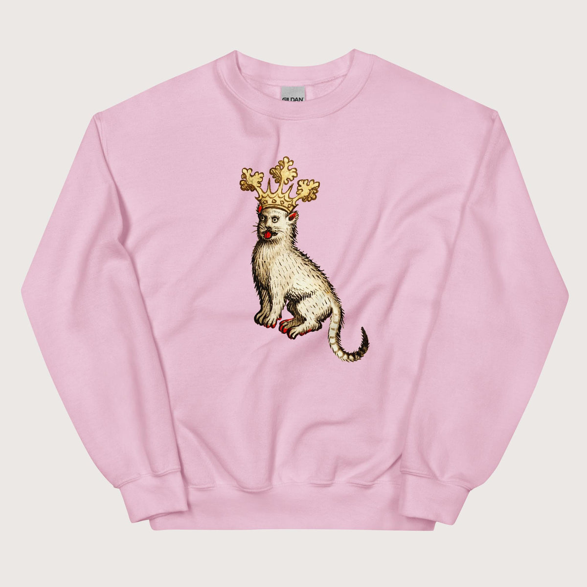 Light Pink Medieval Cat King Sweatshirt - history buff gift by HistoHead