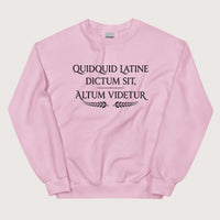 Light Pink Whatever Is Said in Latin Seems Deep Sweatshirt - history buff gift by HistoHead