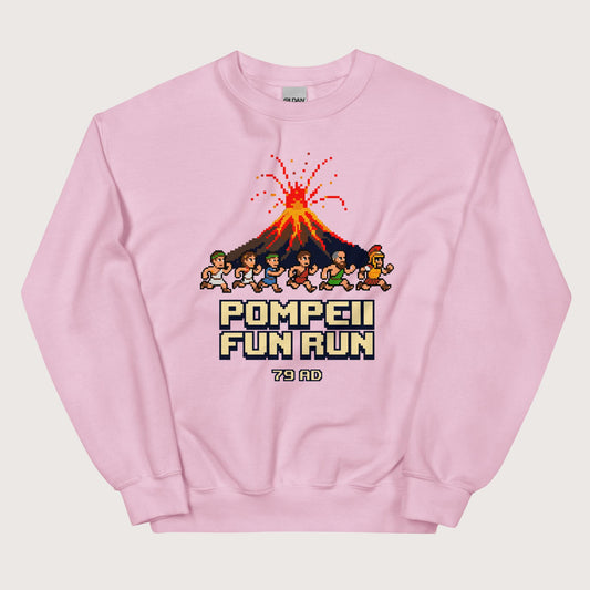 Light Pink Pompeii Fun Run Pixel Art Sweatshirt - history buff gift by HistoHead