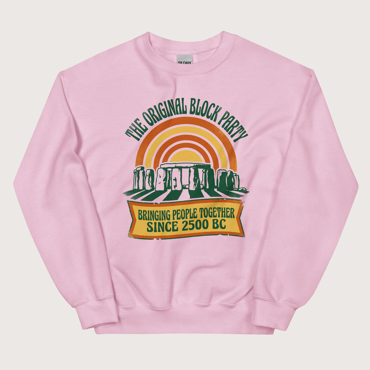 Light Pink Stonehenge Block Party Sweatshirt - history buff gift by HistoHead