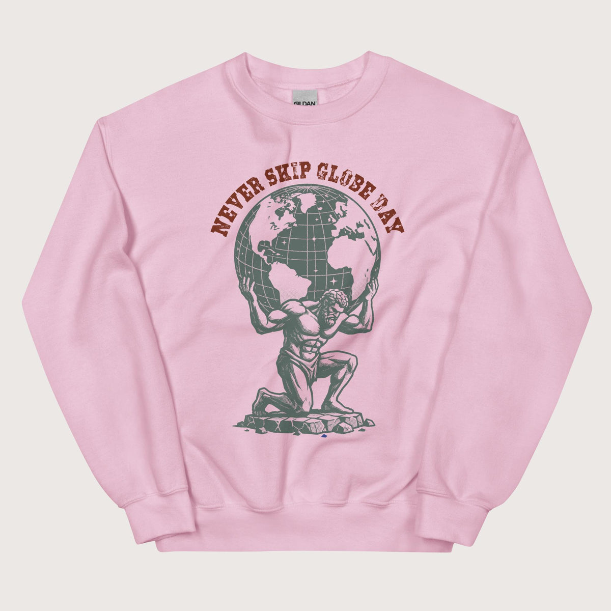 Light Pink Atlas Never Skip Globe Day Sweatshirt - history buff gift by HistoHead