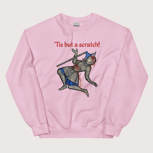 Light Pink Tis But A Scratch Sweatshirt - history buff gift by HistoHead