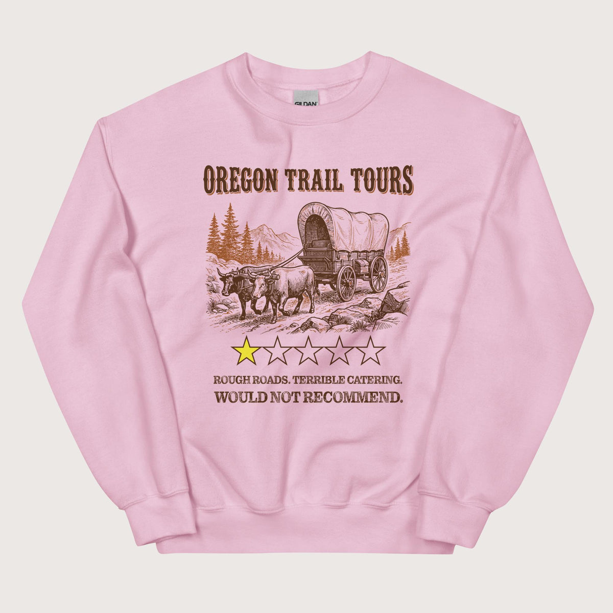 Light Pink Oregon Trail Tours Review Sweatshirt - history buff gift by HistoHead