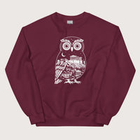 Maroon Athena Owl Sweatshirt - history buff gift by HistoHead