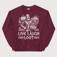 Maroon Live Laugh Loot Sweatshirt - history buff gift by HistoHead