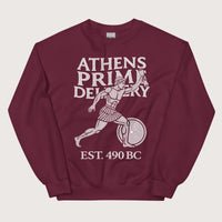 Maroon Athens Prime Delivery Sweatshirt - history buff gift by HistoHead