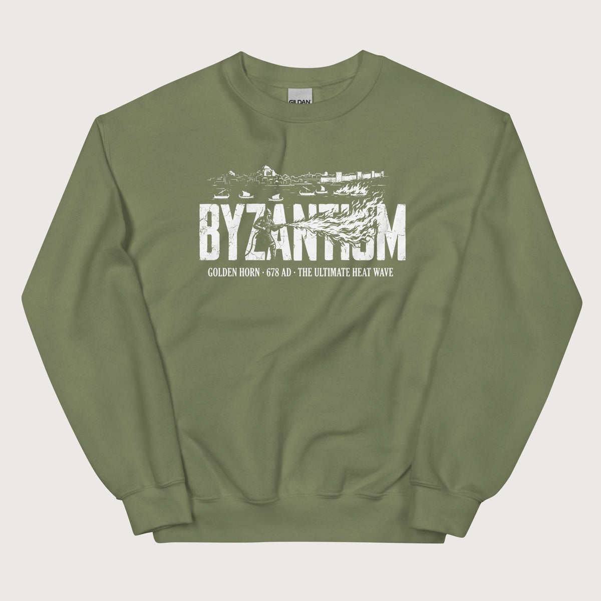 Military Green Greek Fire 678 Sweatshirt - history buff gift by HistoHead