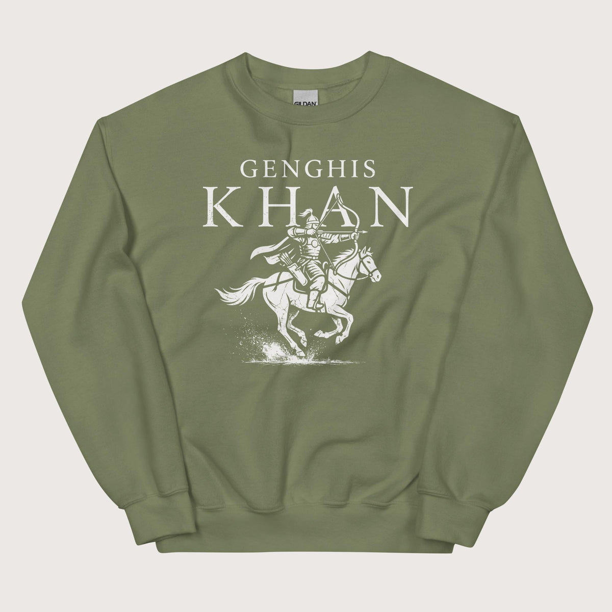 Military Green Genghis Khan Sweatshirt - history buff gift by HistoHead