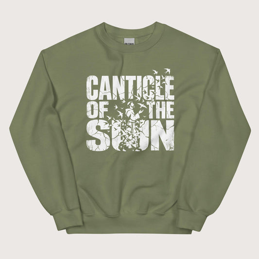 Military Green Canticle of the Sun Saint Francis of Assisi Birds Sweatshirt - history buff gift by HistoHead