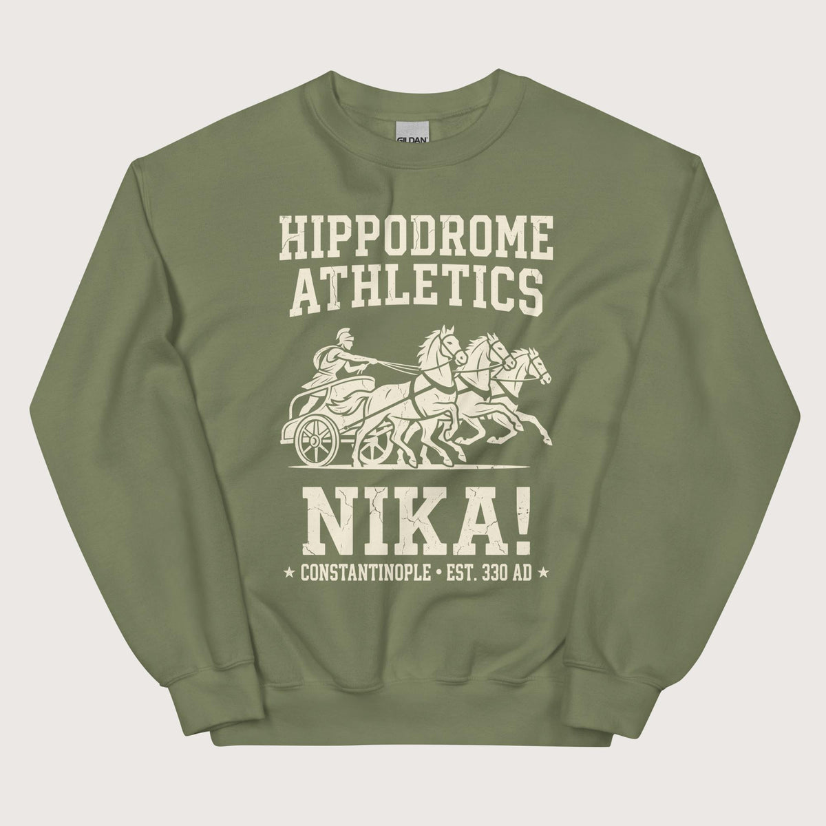 Military Green Hippodrome Athletics Sweatshirt - history buff gift by HistoHead