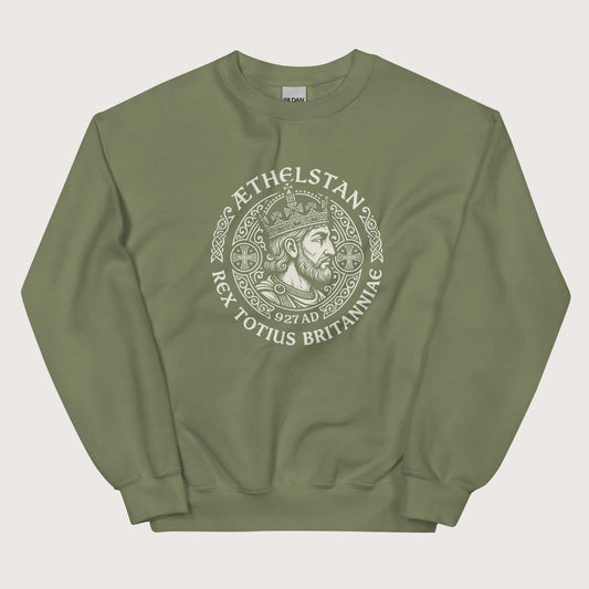 Military Green Æthelstan King of All Britain Sweatshirt - history buff gift by HistoHead