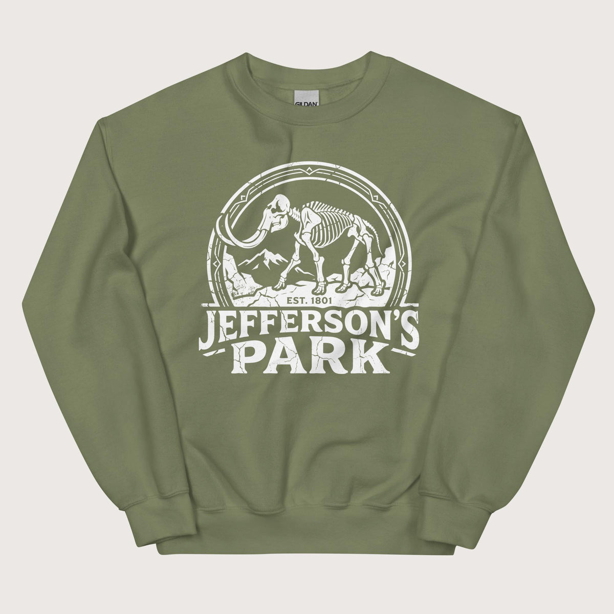Military Green Jefferson's Park Sweatshirt - history buff gift by HistoHead
