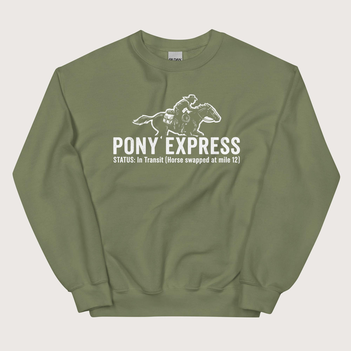 Military Green Pony Express Sweatshirt - history buff gift by HistoHead