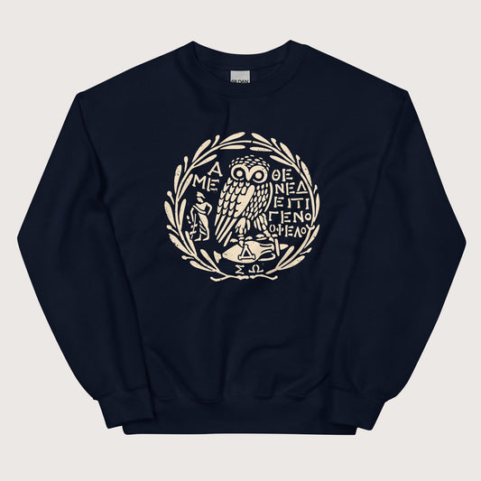 Navy Owl of Athena 2 Sweatshirt - history buff gift by HistoHead