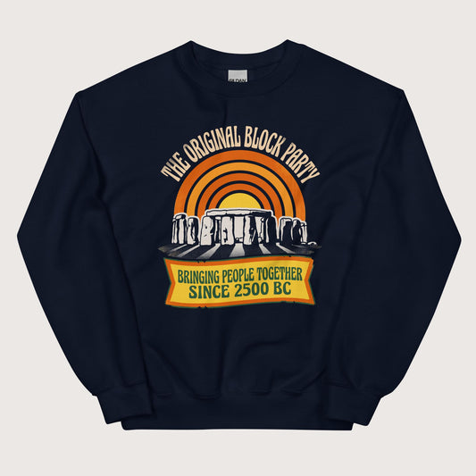 Navy Stonehenge Block Party Sweatshirt - history buff gift by HistoHead