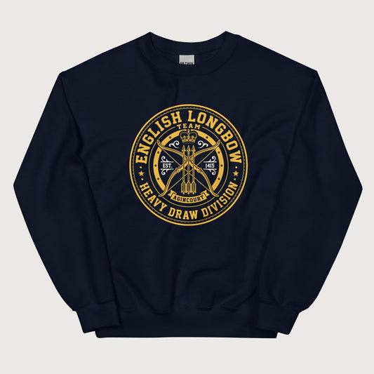 Navy English Longbow Heavy Draw Division Sweatshirt - history buff gift by HistoHead