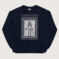 Navy Carpe Diem Skeleton Sweatshirt - history buff gift by HistoHead