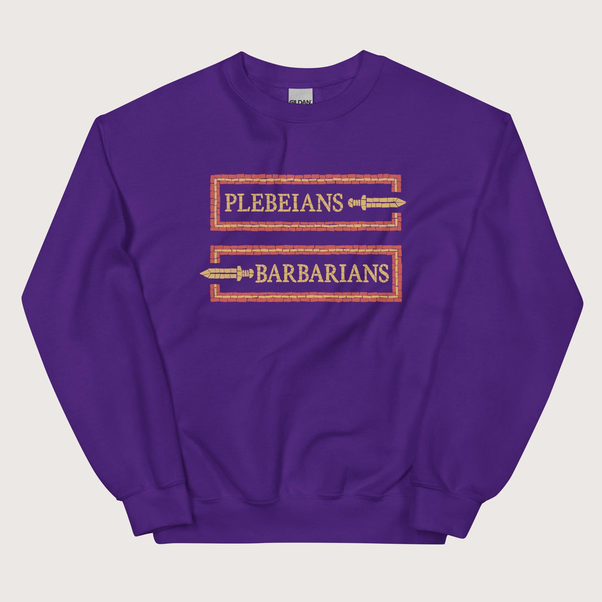 Purple Mosaic Plebeians or Barbarians Sweatshirt - history buff gift by HistoHead