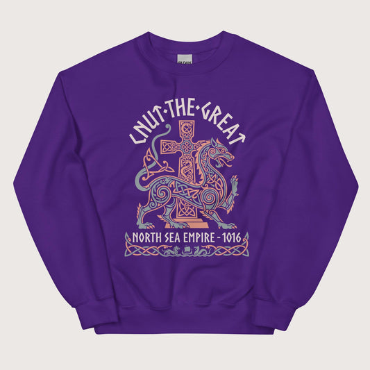 Purple Cnut the Great Sweatshirt - history buff gift by HistoHead