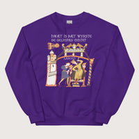 Purple Bayeux Tapestry What's the Worst That Could Happen in Old English Sweatshirt - history buff gift by HistoHead