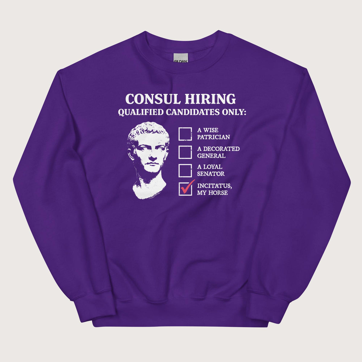 Purple Caligula's Nominee for Consul Sweatshirt - history buff gift by HistoHead