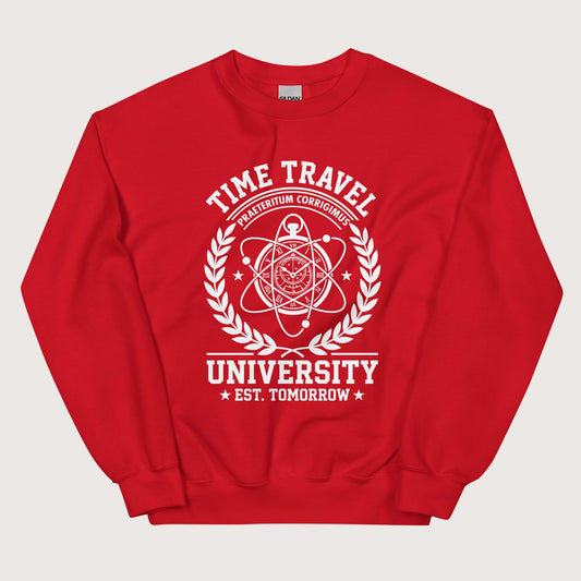 Red Time Travel University Sweatshirt - history buff gift by HistoHead