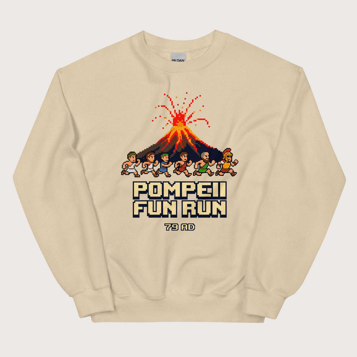 Sand Pompeii Fun Run Pixel Art Sweatshirt - history buff gift by HistoHead