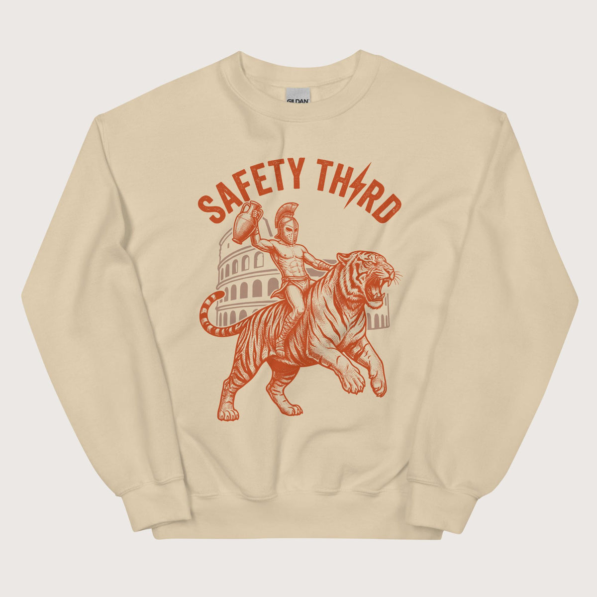 Sand Gladiator Safety Third Sweatshirt - history buff gift by HistoHead