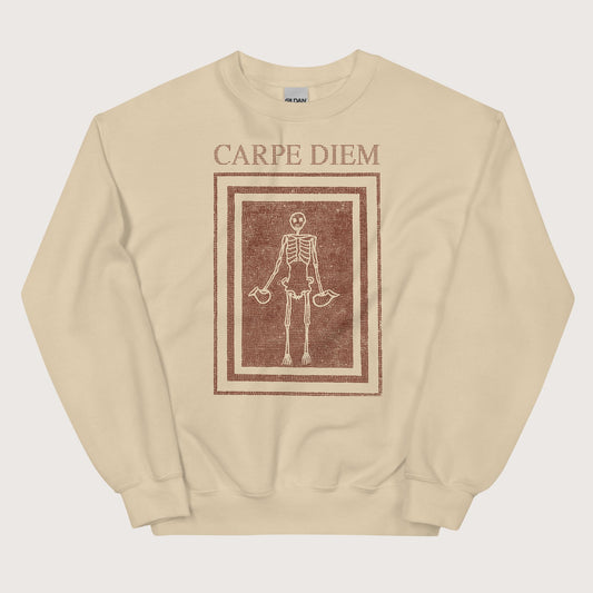 Sand Carpe Diem Skeleton Sweatshirt - history buff gift by HistoHead
