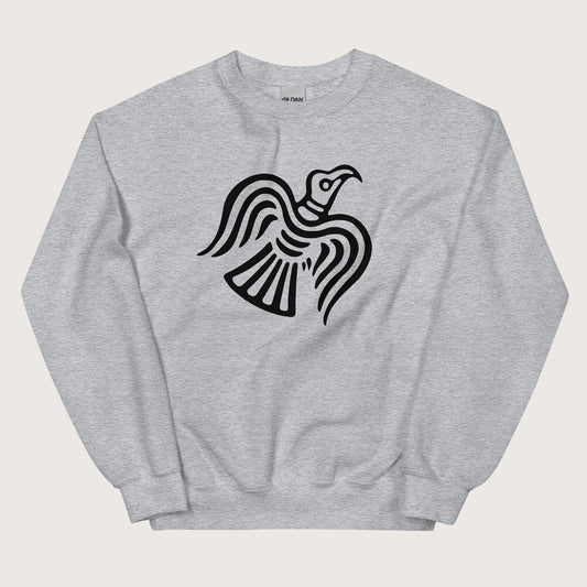 Sport Grey Viking Raven Symbol Sweatshirt - history buff gift by HistoHead