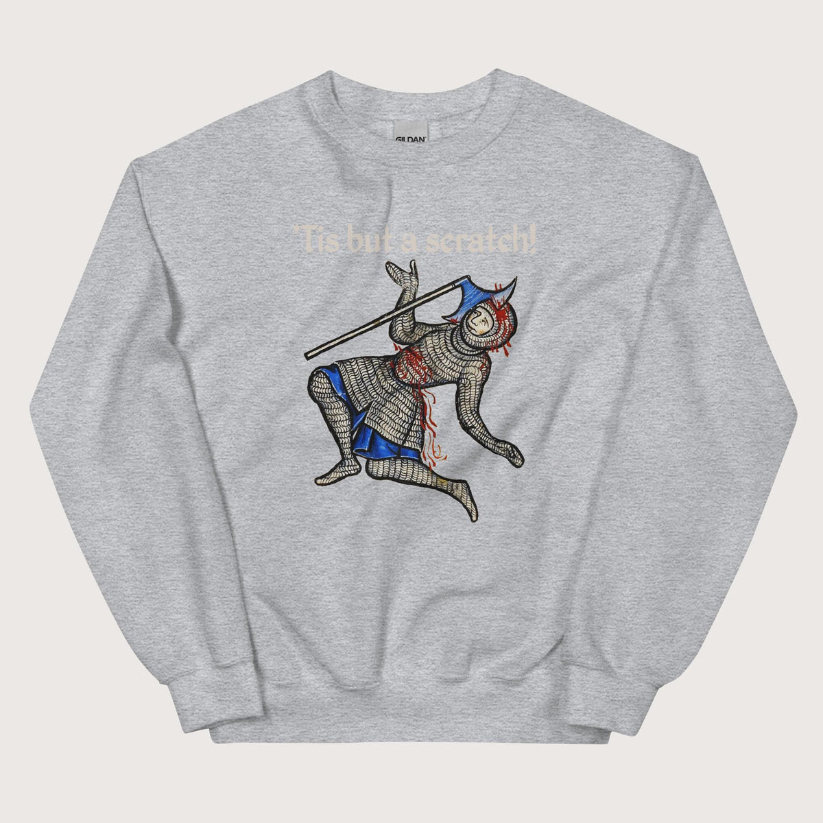 Sport Grey Tis But A Scratch Sweatshirt - history buff gift by HistoHead