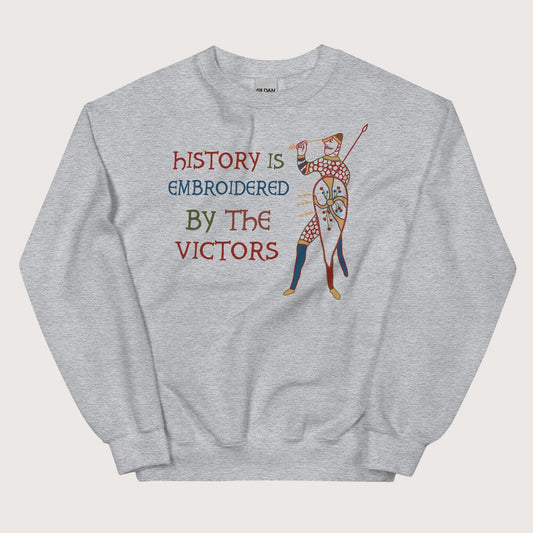 Sport Grey Harold Godwinson History Is Embroidered by the Victors Bayeux Tapestry Sweatshirt - history buff gift by HistoHead