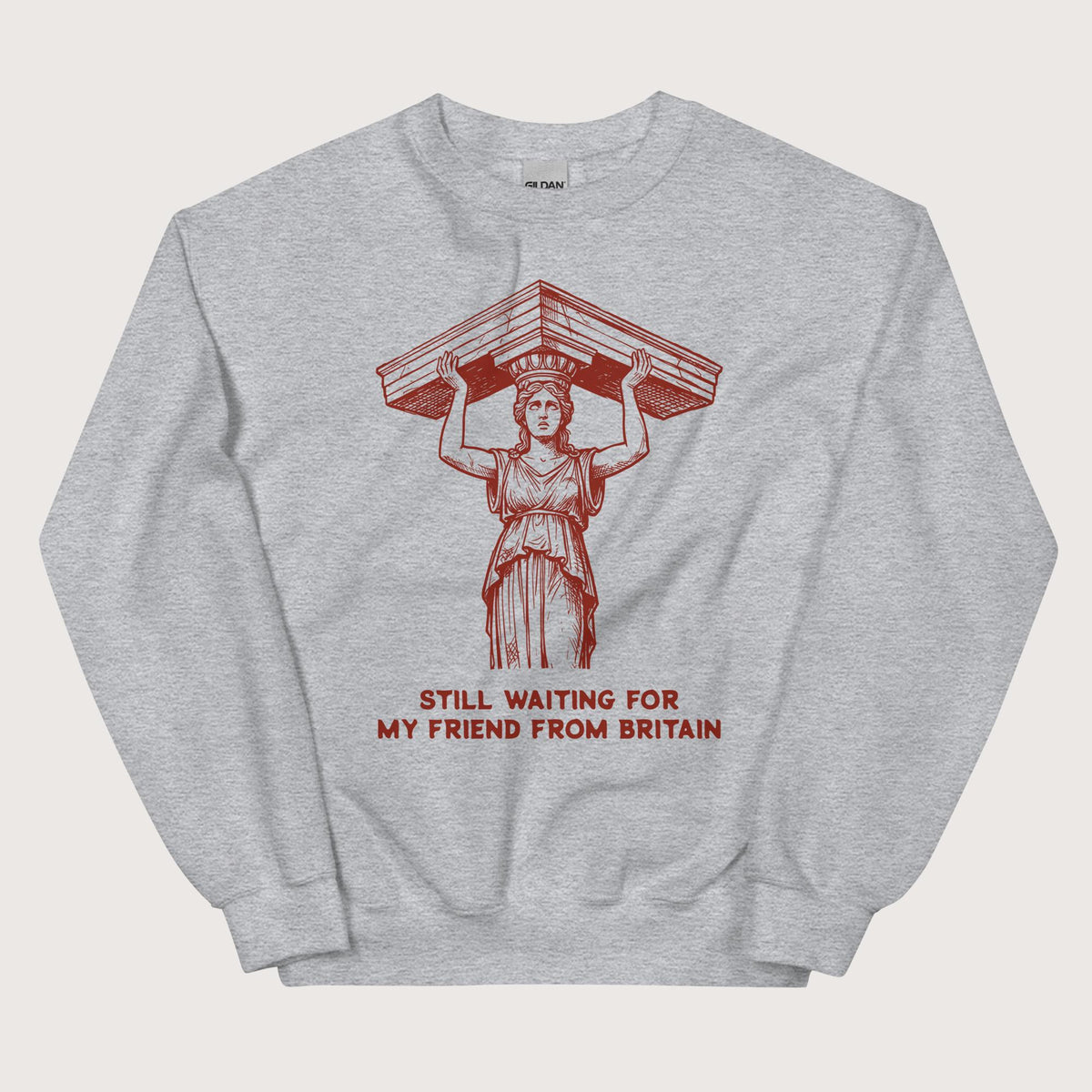Sport Grey Caryatid Waiting for Her Friend Sweatshirt - history buff gift by HistoHead