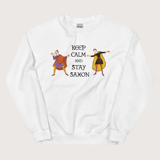 White Harold Godwinson Keep Calm and Stay Saxon Sweatshirt - history buff gift by HistoHead