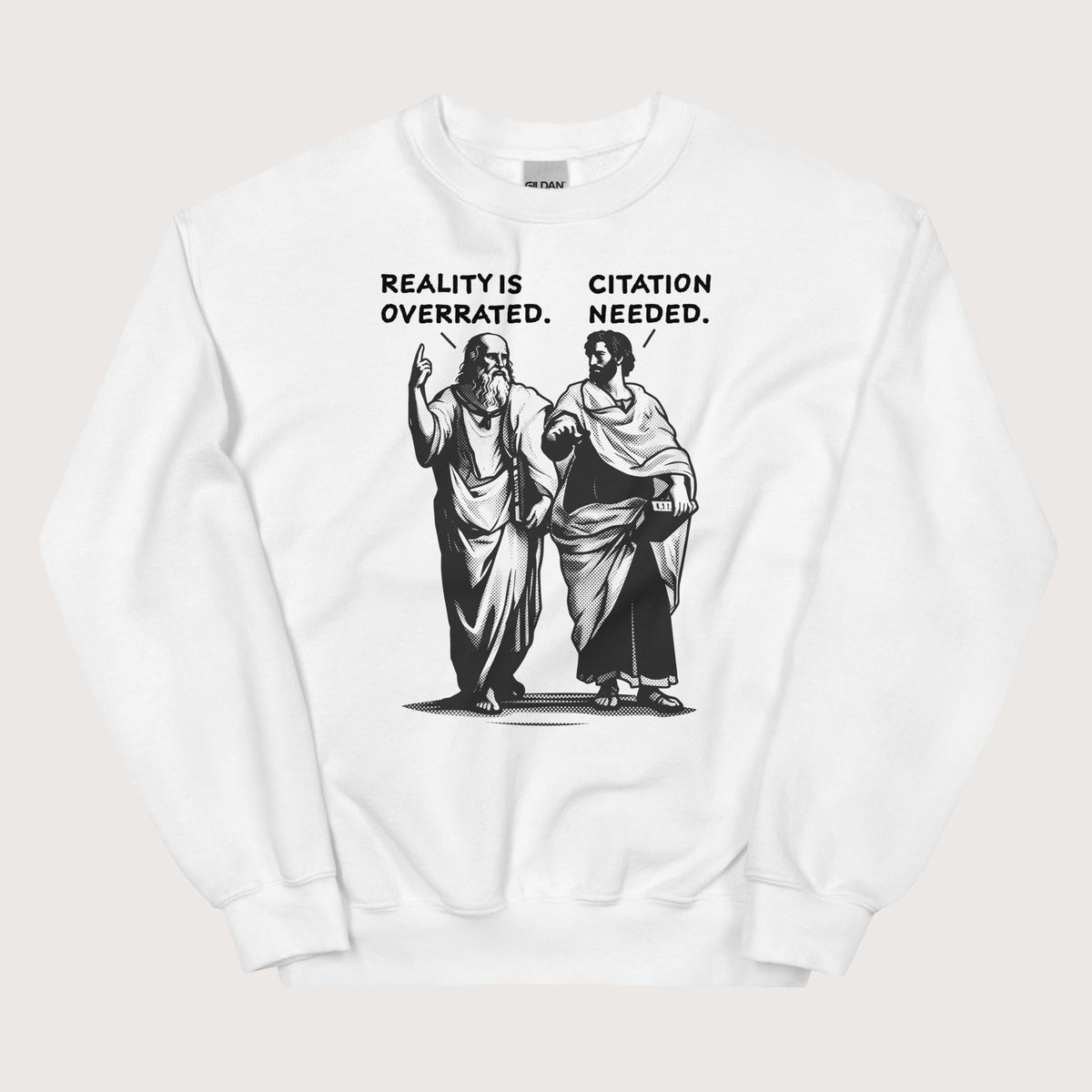 White Plato & Aristotle Debate Sweatshirt - history buff gift by HistoHead