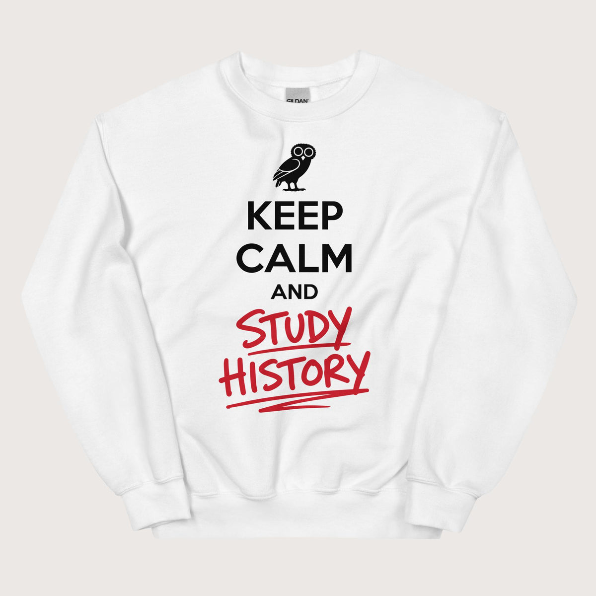 White Keep Calm and Study History Sweatshirt - history buff gift by HistoHead